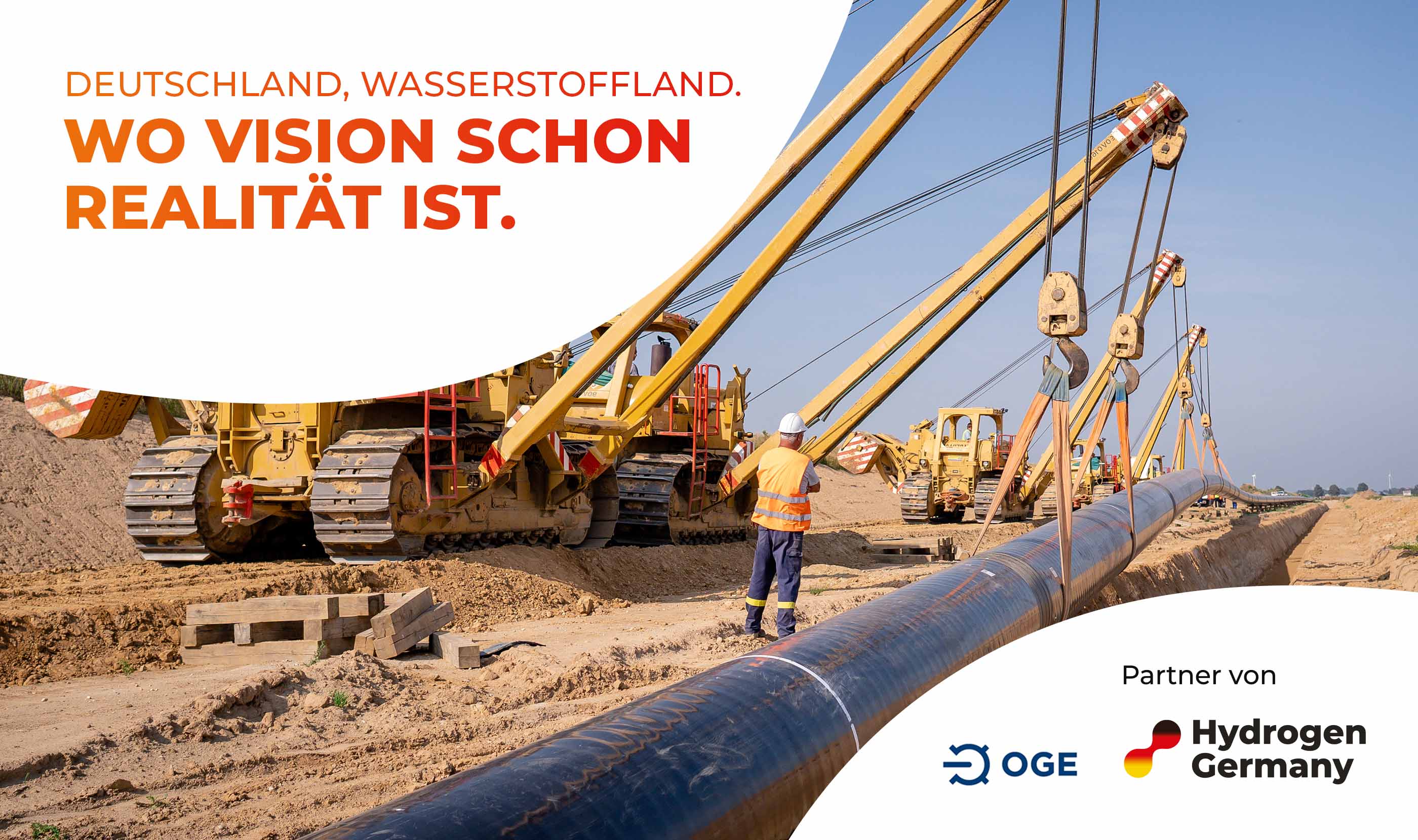 Hydrogen Germany Partner-Kampagnenmotiv der OGE: Deutschland, Wasserstoffland. Wo Vision schon Realität ist.