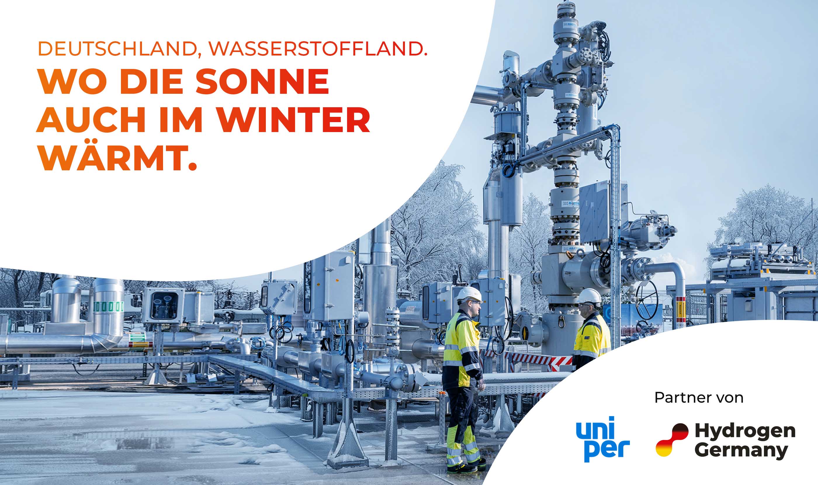 Hydrogen Germany Partner-Kampagnenmotiv der Uniper: Deutschland, Wasserstoffland. Wo die Sonne auch im Winter wärmt.